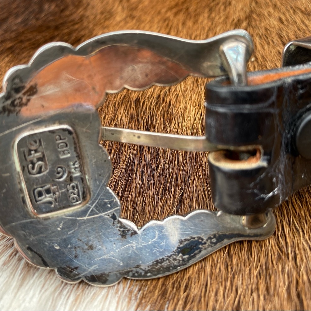 James Reid Santa Fe 4-Piece Sterling Silver& 14K Gold Ranger Buckle Alligator 32 - Picture 10 of 13